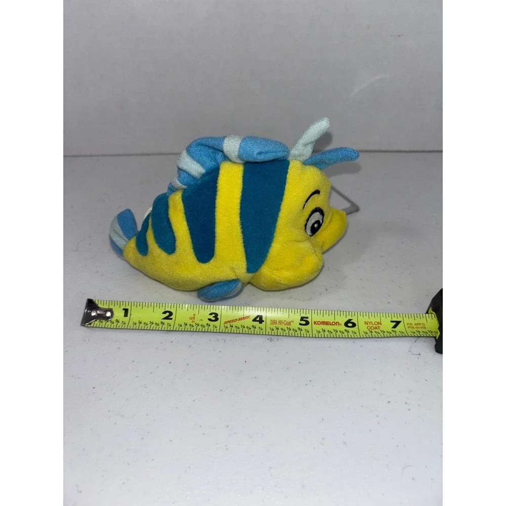 Disney Store Mini Bean Bag Flounder 7 Inch Plush The Little Mermaid Yellow Blue